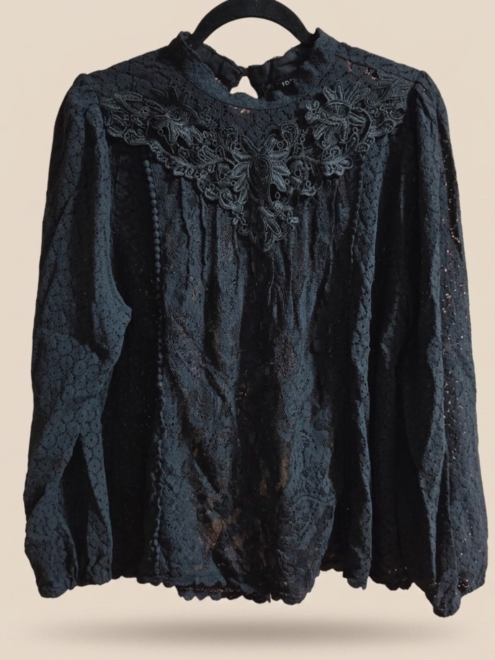 Torrid Victorian Goth Black Crocheted Lace Blouse/Top - 2X